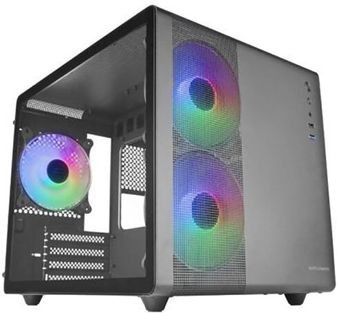 Mars Gaming MC-400 Black, Compact Micro ATX Gaming Case, Full Side Window Tempered Glass, 3 x 120 mm FRGB Fans, Full Mesh Side Panel in Saudi Arabia