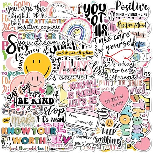 60+PCS Inspirational Stickers Motivational Vinyl Stickers for Journaling, Laptops, Scrapbooks, Journals, Vision Boards, and Craft Projects – Positive Affirmation for Teens, Kids, Teachers in Kuwait