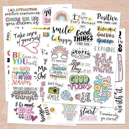 60+PCS Inspirational Stickers Motivational Vinyl Stickers for Journaling, Laptops, Scrapbooks, Journals, Vision Boards, and Craft Projects – Positive Affirmation for Teens, Kids, Teachers in Kuwait