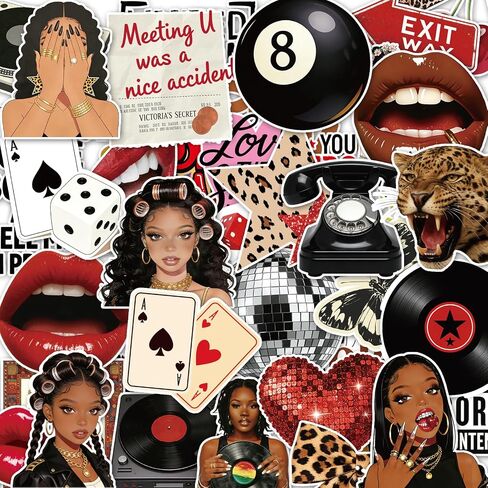 100 Pcs Black Girl Stickers, Retro Y2k Downtown Girl Stickers Bulk for Teen Adults, Motivational Aesthetic Decals for Scrapbook Laptop Water Bottle Notebook Party Supplies in Saudi Arabia