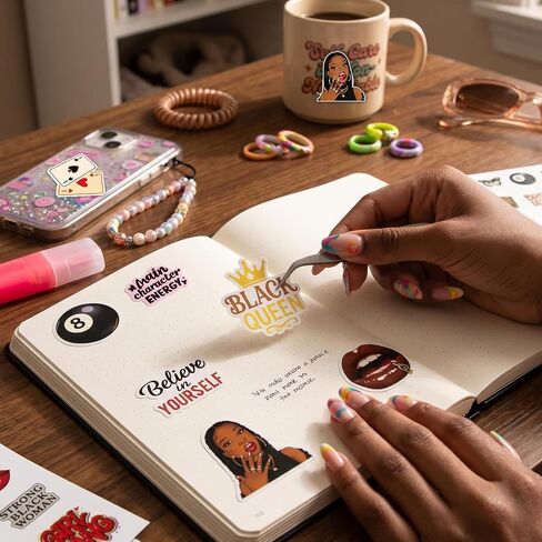 100 Pcs Black Girl Stickers, Retro Y2k Downtown Girl Stickers Bulk for Teen Adults, Motivational Aesthetic Decals for Scrapbook Laptop Water Bottle Notebook Party Supplies in Saudi Arabia