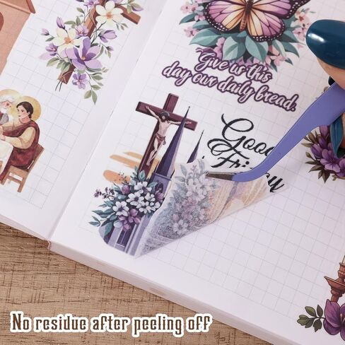 670Pcs+ Vintage Christian Bible Journaling Sticker Book, Faith Stickers with 20 Sheets Tear‑Away Scrapbook Background Papers for Journal Scrapbook Craft Supplies Religious Gift for Women Adults in Saudi Arabia