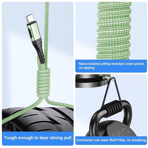 Durcord USB C Cable, Upgarded 2Pack 10ft Fast USB Type C Charging Cable for Android/Phone/Pad/Laptop, Type C Charger Braided USB Cable Compatible withi Phone 16/15/Pro/Plus/Max/Sam.Sung-Green in Saudi Arabia