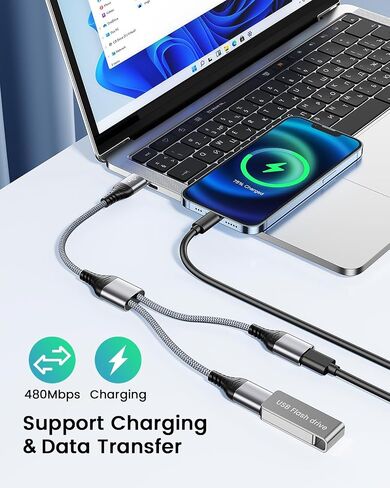 ANDTOBO USB Splitter, USB 2.0 A Male to 2 Dual USB Female Jack Y Splitter Hub Power Cord Extension Adapter Cable in Saudi Arabia
