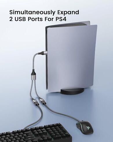ANDTOBO USB Splitter, USB 2.0 A Male to 2 Dual USB Female Jack Y Splitter Hub Power Cord Extension Adapter Cable in Saudi Arabia