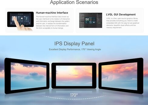 ESP32-S3 7inch Touch LCD Display Development Board, 800×480 Pixels 65K RGB 5-Point Touch Screen, Onboard Sensor, CAN, RS485, I2C Interface, etc. Supports 2.4GHz Wi-Fi & Bluetooth 5 in Saudi Arabia