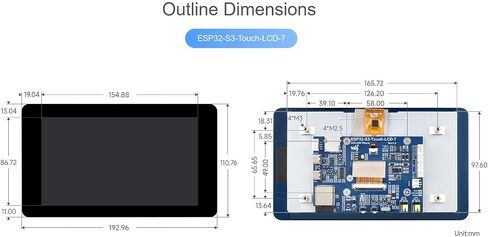 ESP32-S3 7inch Touch LCD Display Development Board, 800×480 Pixels 65K RGB 5-Point Touch Screen, Onboard Sensor, CAN, RS485, I2C Interface, etc. Supports 2.4GHz Wi-Fi & Bluetooth 5 in Saudi Arabia