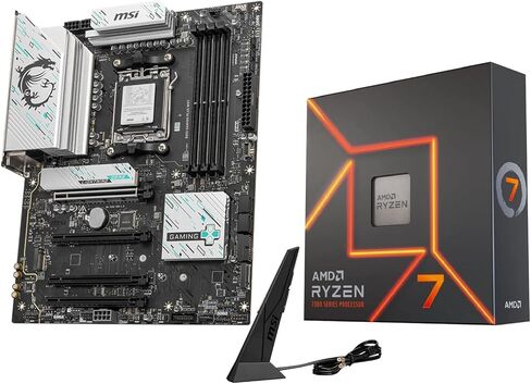 Micro Center CPU Motherboard Memory Combo: AMD Ryzen 7 7700X CPU Processor + MSI B850 Gaming Plus WiFi Motherboard + KLEVV Urbane V RGB DDR5 32GB 6000MHz CL30 Ram Memory White in Saudi Arabia