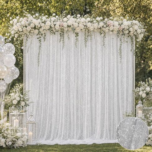 Bupelo White Tulle Backdrop Curtains with Gold Foil 15x8ft Sheer Curtain in Saudi Arabia
