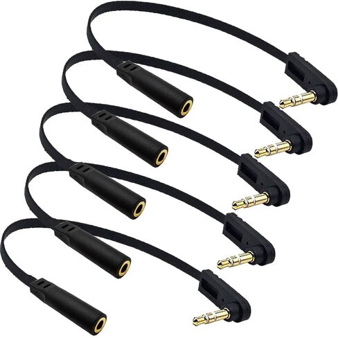 كابل تمديد صوتي 6 بوصة 3.5 ملم، مستقيم من الذكور إلى الزاوية اليمنى ذكر 1/8 بوصة TRS Jack Extender AUX سلك لسماعات الرأس، ومكبر الصوت، وستيريو السيارة، وستيريو منزلي، 5 عبوات in Kuwait