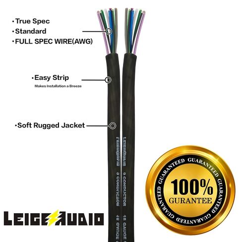20 Feet 9 Conductor Speaker Wire/Cable - 18 AWG 100% Pure OFC, Ultra-Flex and Easy Peel Jacket, Bare Copper with Color Coded Conductors in Saudi Arabia