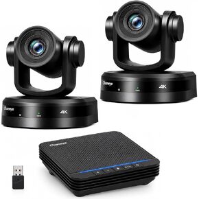 Chameye 4K PTZ Conference Room Camera and Bluetooth Conference Microphone, 20X Optical Zoom AI Auto Tracking, USB3.0 Plug and Play 4K HDMI PoE TF-Recording for Hybrid Meeting Speech Church, CH420x2+S4 in Saudi Arabia