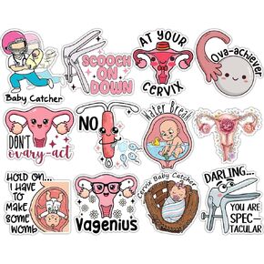(12pcs-3in) Funny OBGYN Stickers Obstetrics and Gynecology Sticker OBGYN Nurse Gifts Pediatrician Gynecologist Obstetrician L&D Mid Wife Uterus Decorations for Water Bottles, Laptops, Luggage in Saudi Arabia