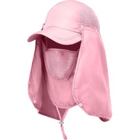 Sun Cap Fishing Hat Unisex Adult 360% UV UPF 50+ Solar Protection, Lightweight Outdoor Summer Wide Brim Visor with Detachable Neck Flap & Face Cover Mask, Quick Dry, Windproof, for Beach, Light Pink in Saudi Arabia