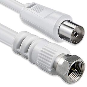 1aTTack.de SAT Antenna Cable Adapter Cable 5.0 Meters 2X Shielded F-Connector > Coaxial Jack SAT White F-Coax Ku 75db in Saudi Arabia