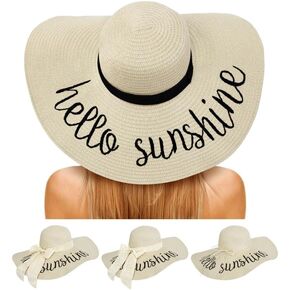 Floppy Beach Sun Hats for Women, Wide Brim Summer Straw Hat White in Saudi Arabia