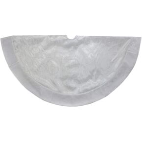48-Inch White Sheer Organza with Faux Fur Trim Christmas Tree Skirt in Saudi Arabia