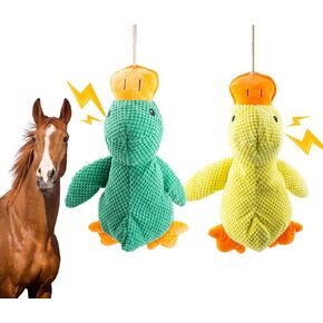 Horse Toys Squeaky Squeeze Plush Duck, Interactive Squeaky Duck Toy for Horses to Play with, Hanging Plush Enrichment Toys for Horses Goat to Prevent Boredom-Green in Saudi Arabia