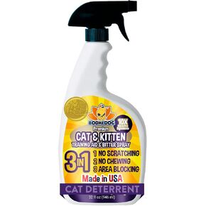 Bodhi 3-in-1 Cat & Kitten Training Aid - Cat Deterrent Spray for Indoor and Outdoor Use - Repellent to Establish Boundaries, Keep Cats Off Furniture, Protect Rugs & Plants - Made in USA (8 Fl Oz) in Kuwait