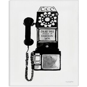 Stupell Industries Dial in Case of Fashion S.O.S. Vintage Telephone, Designed by Mercedes Lopez Charro Canvas Wall Art, 36 x 48, White in Saudi Arabia