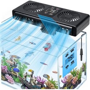 Aquarium Auto Temperature Control Chiller Fan Ultra-Quiet Fish Tank Cooler Fan Cooling Effect 3-8°F with Temperature Probe & LCD Display for Axolotl Betta Aquariums in Saudi Arabia