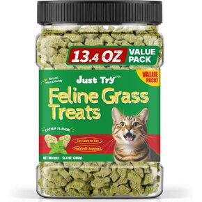 Just Try Cat Grass Treats for Indoor Cats Hairball Control 13.4 OZ in Kuwait