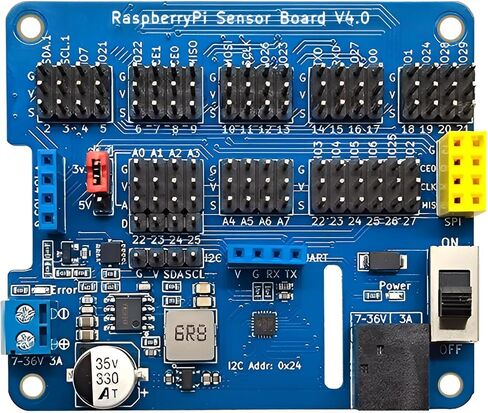 8-Ch ADC IO HAT for Raspberry Pi, Sensor Expansion Board, 7-36V Input, Sensor Expansion Board, Switchable 3.3V/5V, GPIO Shield Breakout Module for 2B, 3B, 3B+, 4B, 5, Zero, Zero W, Zero WH in Saudi Arabia
