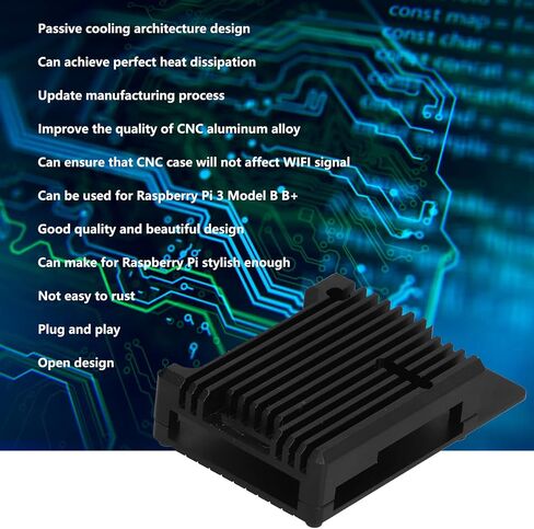 Case for Pi 3 Model B Black Aluminum Alloy Anodic Oxidation CNC Shell Enclosure with Thermal Silicone Hex Wrench Screws Set in Saudi Arabia