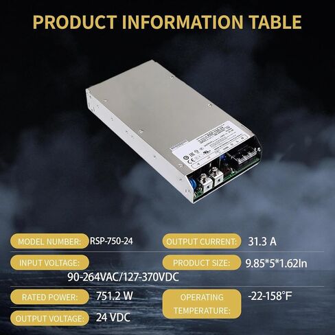 RSP-750 Series 750W Single Output Enclosed Power Supply 24V with Remote ON/Off, PFC & Remote Sense for Industrial Automation in Saudi Arabia
