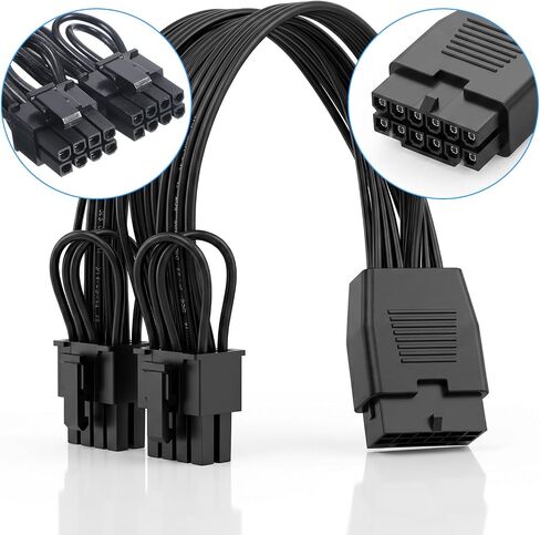 6.8 in 16 Pin Female to Dual PCIe 8 Pin Male GPU, 12VHPWR Cable Extension in Saudi Arabia