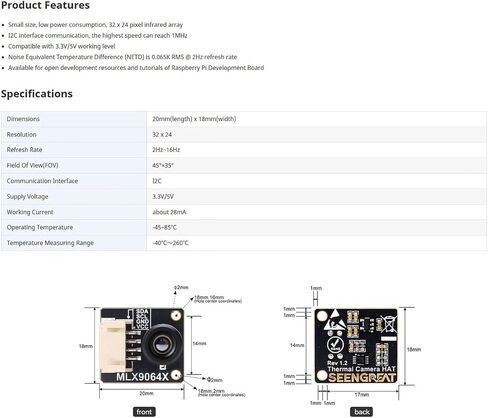 MLX90642-D45 Thermal Imaging Sensor, 32x24 IR Array with I2C Interface for Raspberry Pi, HVAC, Smart Home - Low-Cost High Accuracy Temperature Measurement in Saudi Arabia