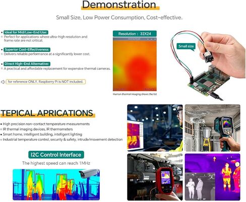 MLX90642-D45 Thermal Imaging Sensor, 32x24 IR Array with I2C Interface for Raspberry Pi, HVAC, Smart Home - Low-Cost High Accuracy Temperature Measurement in Saudi Arabia