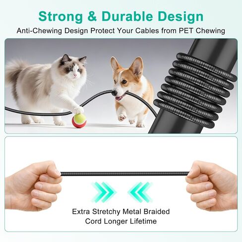 60W Metal Braided USB-C to USB-C Cable 6.6ft, Cat & Dog Chew Proof USB C Cable with Data Sync, Type C Metal Charging Cord for iPhone 17/16/15, Galaxy S24, Pixel, MacBook, iPad in Saudi Arabia