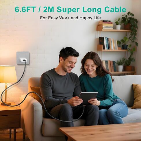 60W Metal Braided USB-C to USB-C Cable 6.6ft, Cat & Dog Chew Proof USB C Cable with Data Sync, Type C Metal Charging Cord for iPhone 17/16/15, Galaxy S24, Pixel, MacBook, iPad in Saudi Arabia