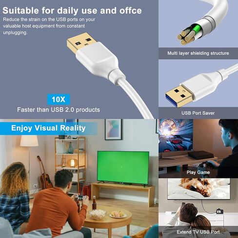 USB Extension Cable White,2 Pack 6FT Type A Male to Female Extension Cord in Saudi Arabia