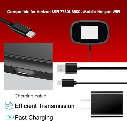 USB-C Fast Wall Charger Charging Cable Cord Fit for Verizon Orbic Speed Mobile Hotspot 400L MiFi 7730L 8800L Jetpack Hotspot, INSEEGO 5G MiFi M1000 M2000 M2100, Nighthawk M1 MR1100, GL.iNet GL-MT1300 in Saudi Arabia
