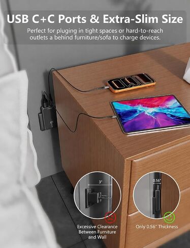 2‑Pack 45W Flat USB‑C Wall Charger, Slim Low‑Profile Dual Port Power Block in Saudi Arabia