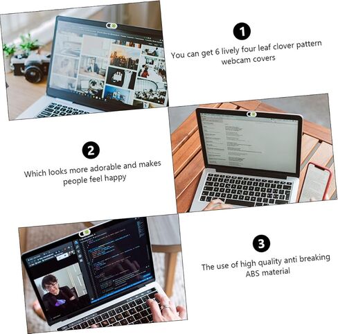 COHEALI 6pcs Ultra Thin Webcam Cover Slide for Laptop and Tablet Privacy Protection with Lucky Leaf Pattern, Compatible with Computers and Mobile Devices in Saudi Arabia