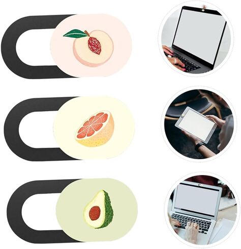 Cabilock 3pcs Laptop Camera Cover Slide Webcam Privacy Protectors Set for Notebooks and Tablets, Colorful Fruit Pattern, Front Lens Shield for Webcam Security and Privacy in Saudi Arabia