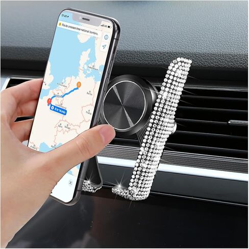 HZEL Bling Car Phone Holder, Crystal Rhinestone Vehicle Dash Air Vent Mobile Phone Stand, Sparkling Diamond Automotive Interior Vent Cellphone Mount, Universal for Most Smartphones (Red) in Saudi Arabia
