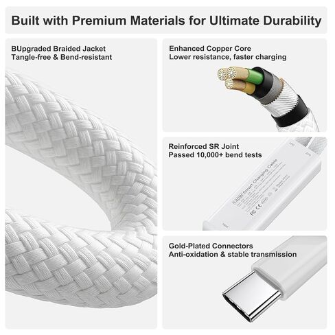 USB C to Dual USB C 140W Max Charging Cable, USB C Splitter 4.9ft in Saudi Arabia