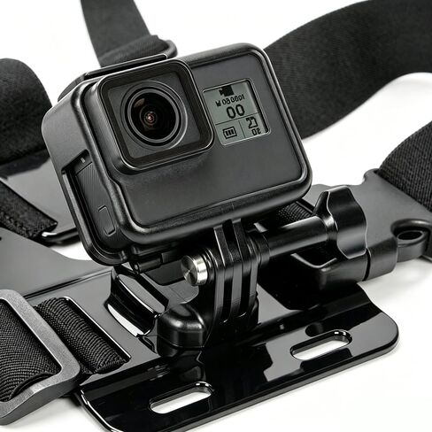 Action Camera Accessories Kit: Chest Mount Harness Strap Head Strap Mount Holder for Recording VLOG/POV, Hands Free Body Harness Strap Mount Kit for Most Action Cameras in Saudi Arabia
