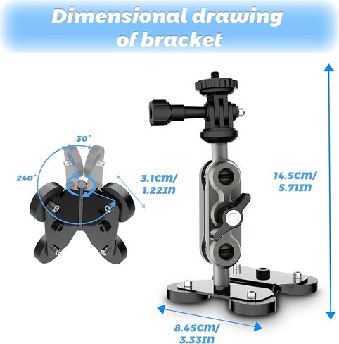 Magnetic Camera Mount with 4 Super Magnets, Universal Metal Surface Mount Sports Video Recording Kit Dual Ball Head & Adjustable Metal Arm for GoPro, Mevo Start, iPhone, DJI Osmo in Saudi Arabia