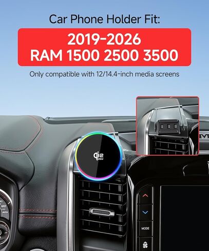 Qi2.2 25W Wireless Charger Car Phone Mount for Dodge Ram 1500 2019-2026 in Saudi Arabia