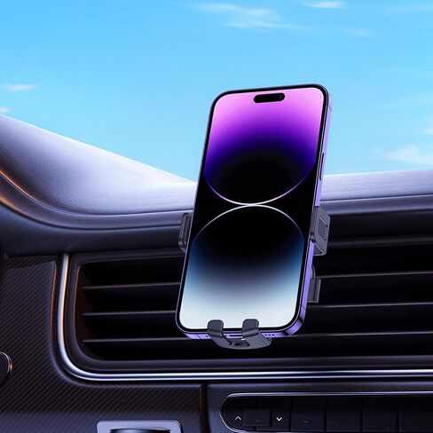 2026 Phone Holder for Car with Metal Hook Clip, Air Vent Cell Phone Stand Car Mount, 360° Rotation, One Button Release for iPhone Galaxy Google and Most Phones [Cases Friendly] Square-Black in Saudi Arabia
