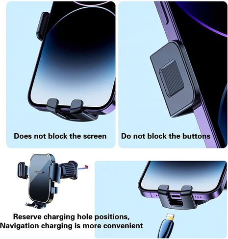 2026 Phone Holder for Car with Metal Hook Clip, Air Vent Cell Phone Stand Car Mount, 360° Rotation, One Button Release for iPhone Galaxy Google and Most Phones [Cases Friendly] Square-Black in Saudi Arabia