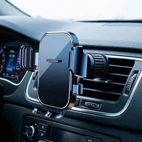 2026 Phone Holder for Car with Metal Hook Clip, Air Vent Cell Phone Stand Car Mount, 360° Rotation, One Button Release for iPhone Galaxy Google and Most Phones [Cases Friendly] Square-Black in Saudi Arabia