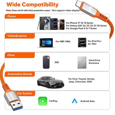 USB to USB C Data Cable 10ft,10Gbps USB3.1/3.2 High Speed Data Transfer/18W in Saudi Arabia