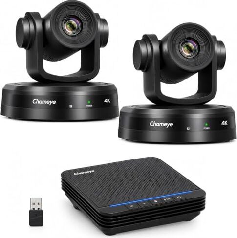 Chameye 4K PTZ Conference Room Camera 10X Optical Zoom and Bluetooth Conference Microphone, AI Auto Tracking, USB3.0 Plug and Play 4K HDMI PoE TF-Recording for Hybrid Meeting Small Church, C410x2+S4 in Saudi Arabia