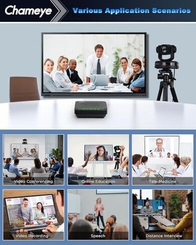 Chameye 4K PTZ Conference Room Camera 10X Optical Zoom and Bluetooth Conference Microphone, AI Auto Tracking, USB3.0 Plug and Play 4K HDMI PoE TF-Recording for Hybrid Meeting Small Church, C410x2+S4 in Saudi Arabia